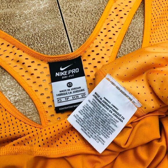 Nike Pro Dri-Fit Orange Mustard Yellow Tank Top XS - Picture 2 of 3